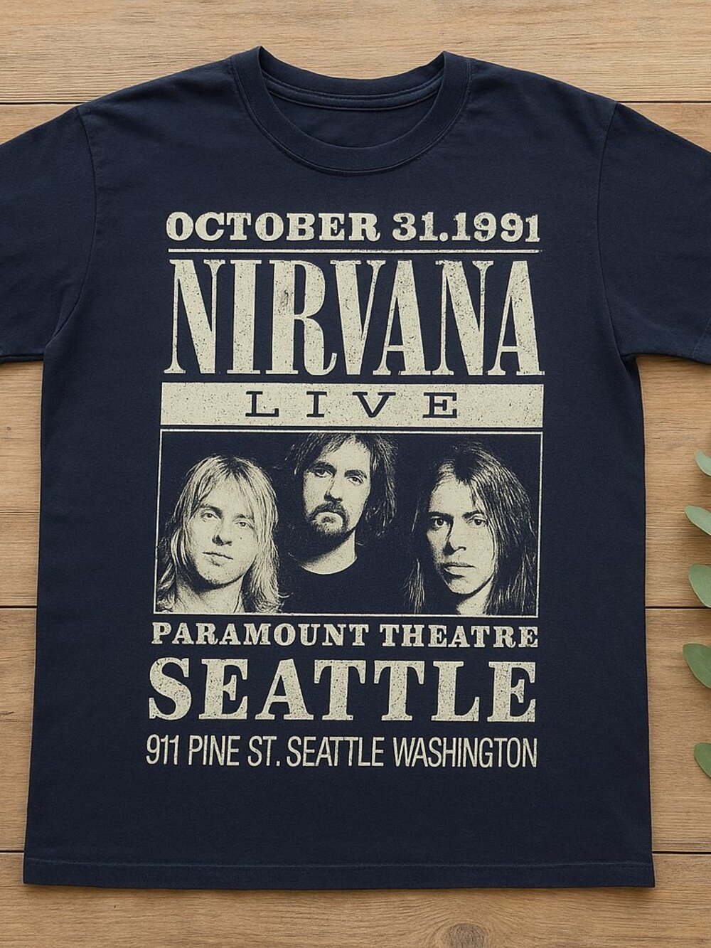 Nirvana Live 1991 Graphic T-Shirt – Seattle Washington Grunge Rock Tee